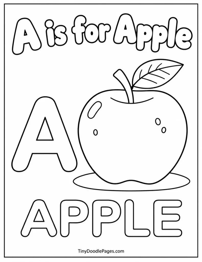 A is for Apple Coloring Page